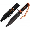Couteau Bowie SPIKA Command Lame Acier 420 Noire Manche Orange/Noir Etui Nylon SPIKCMBW01B - Livraison Gratuite