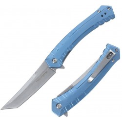 Couteau Tac-Force A/O Lame Acier 3Cr13MoV Tanto Manche Aluminium Anodisé Bleu Liner Lock TF2005SBL - Livraison Gratuite