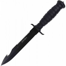 Couteau V Nives Black Rambo Savage Lame Acier D2 Crochet Scie Manche FRN Étui Affûteur VNIFB32FPBBK - Livraison Gratuite