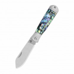 Couteau QSP Jumping Jack Slip Joint Lame Acier 14C28N Sheepsfoot Manche Abalone QS167A - Livraison Gratuite