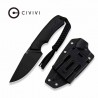 Couteau Bushcraft Survie Civivi Gander Black Lame Acier 14C28N Manche Micarta Étui Kydex CIVC24058B2 - Livraison Gratuite