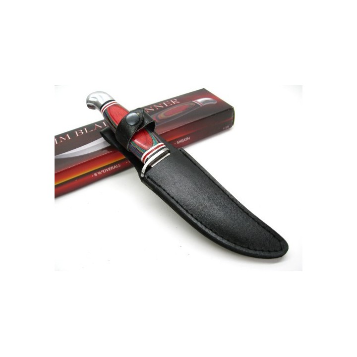 Lot de Couteaux - 3 Poignard Skinner Lame Acier Inox Manche Bois Etui Cuir PA3290 - Livraison Gratuite 