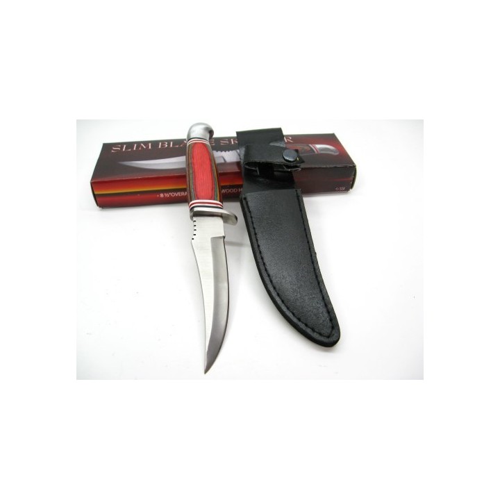 Lot de Couteaux - 3 Poignard Skinner Lame Acier Inox Manche Bois Etui Cuir PA3290 - Livraison Gratuite 