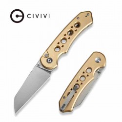 Couteau Civivi Pragma Prime Champagne Button Lock Lame Wharncliffe Acier 14C28N Manche Alu KIVT CIVC240673 - Livraison Gratuite