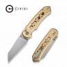 Couteau Civivi Pragma Prime Champagne Button Lock Lame Wharncliffe Acier 14C28N Manche Alu KIVT CIVC240673 - Livraison Gratuite