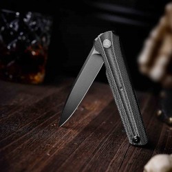 Couteau Trivisa Seagull-Black Lame Acier 14C28N Manche Micarta KIVT Linerlock Clip TVTY28BM14 - Livraison Gratuite