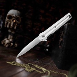 Couteau Trivisa Seagull-White Lame Acier 14C28N Manche G10 KIVT Linerlock Clip TVTY28WG14 - Livraison Gratuite