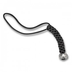 Cordon de Sécurité Spyderco avec Perle Acier Pewter Noir SCBEAD2LY - Livraison Gratuite
