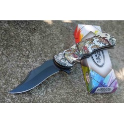 Lot de 3 Couteau Semi Automatique Meiji Dragon Linerlock Lame Clip Point Acier Inox Manche ABS CN300571MD - Livraison Gratuite