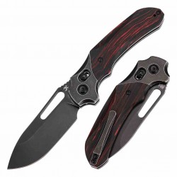 Couteau Kansept Quasar Lame Drop Point 154CM Manche G-Mascus Rouge/Noir Cross Bar Lock Clip KT1099V4 - Livraison Gratuite
