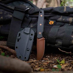 Couteau Vosteed Mink Black Lame Acier 14C28N Copper Dune Manche Micarta Etui Kydex VOSD0106 - Livraison Gratuite