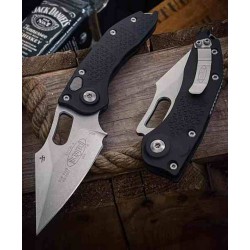 Couteau Automatique Microtech Stitch 169-10 Lame Wharncliffe M390 Manche Alu Noir Fabriqué aux USA MCT16910 - Livraison Gratuite