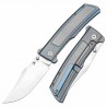 Couteau Kansept Bison Lame Bowie Acier CPM S35VN Satin Manche Titane Bleu Frame Lock K1108B2 - Livraison Gratuite