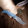 Couteau Vosteed Naga Blue Lame Clip Point Acier S35VN Manche Micarta Top Liner Lock VOSA3901 - Livraison Gratuite