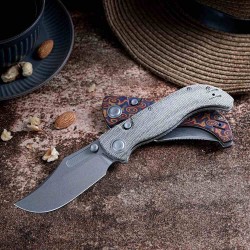 Couteau Vosteed Naga Green Lame Clip Point Acier S35VN Manche Micarta Top Liner Lock VOSA3902 - Livraison Gratuite