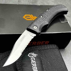 Couteau Gerber GatorMate Lame Clip Point Acier 440 Manche Kraton Etui Nylon USA Lockback G6151G - Livraison Gratuite