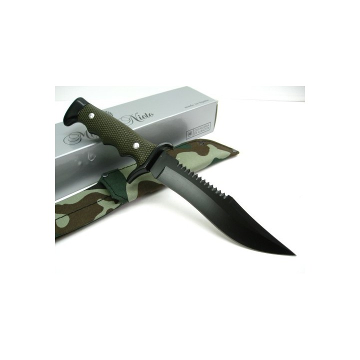 Couteau de Combat Nieto Cuchillo Linea Combate Acier AN-58 Scie Manche ABS Etui Camouflage NIE3002 - Livraison Gratuite