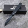 Couteau Defcon Operator Lame Tanto Reverse Acier Sandvik 14C28N Black Manche Alu Noir Button Lock TD013BK - Livraison Gratuite