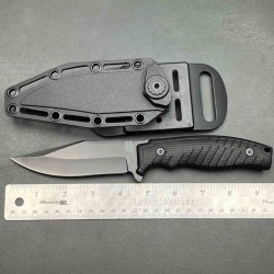 Couteau à Lame Fixe WithArmour Lame Clip Point Acier Inoxydable Noire Manche ABS Noir WARG2E49 - Livraison Gratuite