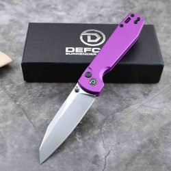 Couteau Defcon Tier 1 Lame Sheepsfoot Acier 14C28N Manche Alu Purple Button-Lock TD014PP - Livraison Gratuite