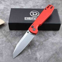 Couteau Defcon Tier 1 Lame Sheepsfoot Acier 14C28N Manche Alu Red Button-Lock TD014RD - Livraison Gratuite