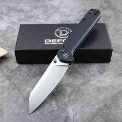 Couteau Defcon Tier 2 Lame Sheepsfoot Acier 14C28N Manche Alu Black Button-Lock TD015BK - Livraison Gratuite