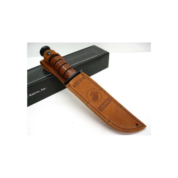 Couteau KA-BAR Leather USMC Vietnam COMMEMORATIVE Carbone 1095 Manche Cuir Made USA KA9140 - Livraison Gratuite