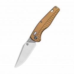 Couteau QSP Reptile Clip-Point Acier 14C28N Manche Aluminium Bronze Sécurité Glyde Lock QS165A1 - Livraison Gratuite