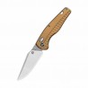 Couteau QSP Reptile Clip-Point Acier 14C28N Manche Aluminium Bronze Sécurité Glyde Lock QS165A1 - Livraison Gratuite