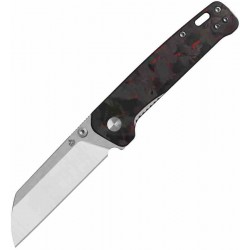 Couteau QSP Penguin V2 Sheepfoot Acier D2 Satin Manche Carbone Rouge Liner Lock QS130V2F1 - Livraison Gratuite