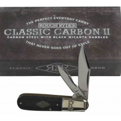 Couteau Rough Ryder Classic Carbon II Barlow Slipjoint Lames Acier Carbone T10 Manche Micarta RR2210 - Livraison Gratuite