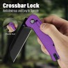 Couteau QSP Penguin Lame Sheepfoot Acier 14C28N Finition Noire Manche FRN Violet Glyde-Lock QS130GLE2 - Livraison Gratuite