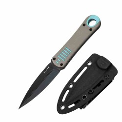 Couteau Kizer Hidden Agenda Lame Dague Acier AEB-L Noire Manche G10 Gris/Bleu Gaine Kydex KI1083A3 - Livraison Gratuite