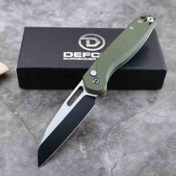 Couteau Defcon Warhawk Lame Sheepfoot 14C28N Manche Micarta Olive Button Lock IKBS TD020OD - Livraison Gratuite