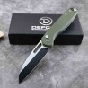 Couteau Defcon Warhawk Lame Sheepfoot 14C28N Manche Micarta Olive Button Lock IKBS TD020OD - Livraison Gratuite