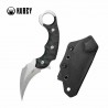 Couteau Kubey Velociraptor Black Karambit Lame Trailing Point Acier 14C28N Manche G10 Étui Kydex KUB448A - Livraison Gratuite