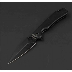 Couteau Daggerr Knives Zhalo Lame Spear Point D2 Black Manche Acier Black Frame Lock Clip DGRF22FBB - Livraison Gratuite