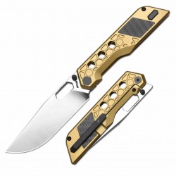 Couteau Artisan Cutlery Beest Lame Acier S35VN Manche Titane Gold/Fibre Carbone Frame Lock ATZ1878GGL - Livraison Gratuite