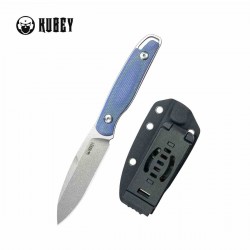 Couteau Kubey Dust Devil Lame Spear Point Acier Sandvik 14C28N Manche Micarta Bleu Étui Kydex KUB357D - Livraison Gratuite