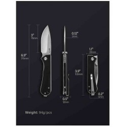 Couteau NUKNIVES Kumpanter Lame Acier D2 Manche G10 Black Liner Lock NUKS131001- Livraison Gratuite