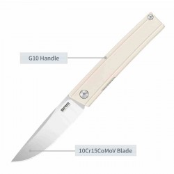 Couteau SRM Gent 401LC-GT Lame Acier 10Cr15CoMoV Manche G10 Blanc Liner Lock KIVT SRM401LCGT - Livraison Gratuite