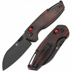 Couteau Tenable Model 6 Lame Acier 14C28N Black Manche G-Mascus Rouge & Noir Cross-Bar Lock T1022V7 - Livraison Gratuite