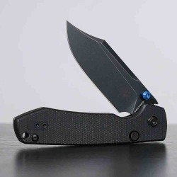 Couteau Vosteed Raccoon Top Liner Lock Lame Bowie Acier 14C28N Manche Micarta Noir KIVT VOSA2910 - Livraison Gratuite