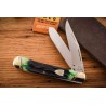 Couteau Rough Ryder Bluegill Trapper Lames Acier 440 Satin Manche Os Jigged Bleu & Vert Slipjoint RR2634 - Livraison Gratuite
