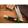 Couteau Rough Ryder Bluegill Copperhead Lames Acier 440 Satin Manche Os Jigged Bleu & Vert Slipjoint RR2633 - Livraison Gratuite