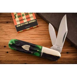 Couteau Rough Ryder Bluegill Barlow Lames Acier 440 Satin Manche Os Jigged Bleu & Vert RR2632 - Livraison Gratuite