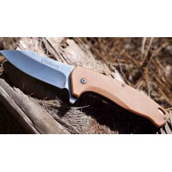 Couteau Camillus Arvo A/O Lame Drop Point Acier 420 Manche Tan Micarta Liner Lock CM19479 - Livraison Gratuite