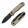 Couteau Kizer Azo Drop Bear 2 Lame Acier Nitro-V Black Manche Alu Tan Button Liner Lock KIV36192CD1 - Livraison Gratuite