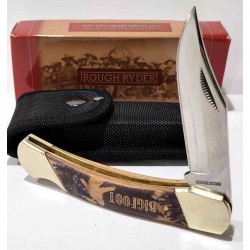 Couteau Rough Ryder Bigfoot Lockback Lame Acier 440 Manche Bois Etui Nylon RR2167 - Livraison Gratuite