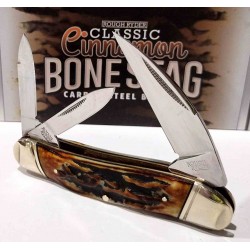 Couteau Rough Ryder Classic Cinnamon Bone Stag Swayback Lame Acier Carbone Manche Corne de Daim RR2423 - Livraison Gratuite
